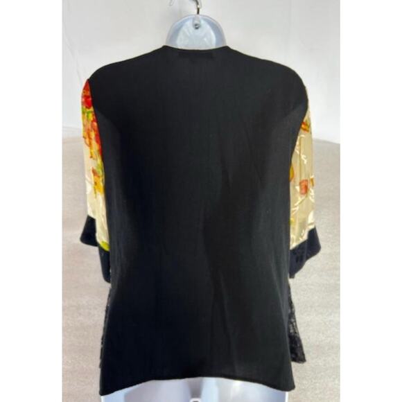 Tracy Collins Vintage 90s Womens Medium Floral Topper sheer Kimono top Made USA - Picture 5 of 8